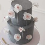 Gray Flowers Cake